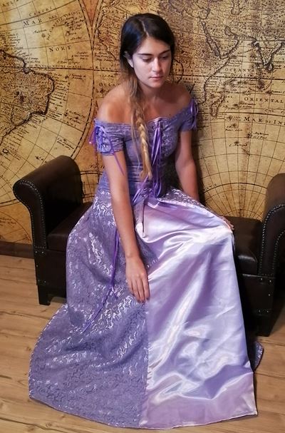 pink sparkly formal dress Puff-Sleeve Blush Pink Long Sequin Formal Dress Iridescent Blush / 0